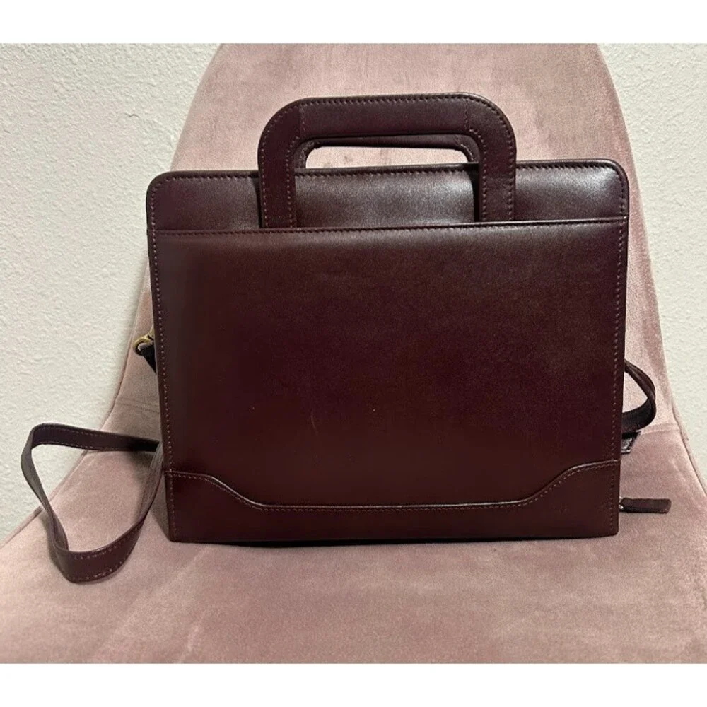 Franklin Covey Leather Briefcase Bag in Dark Brown